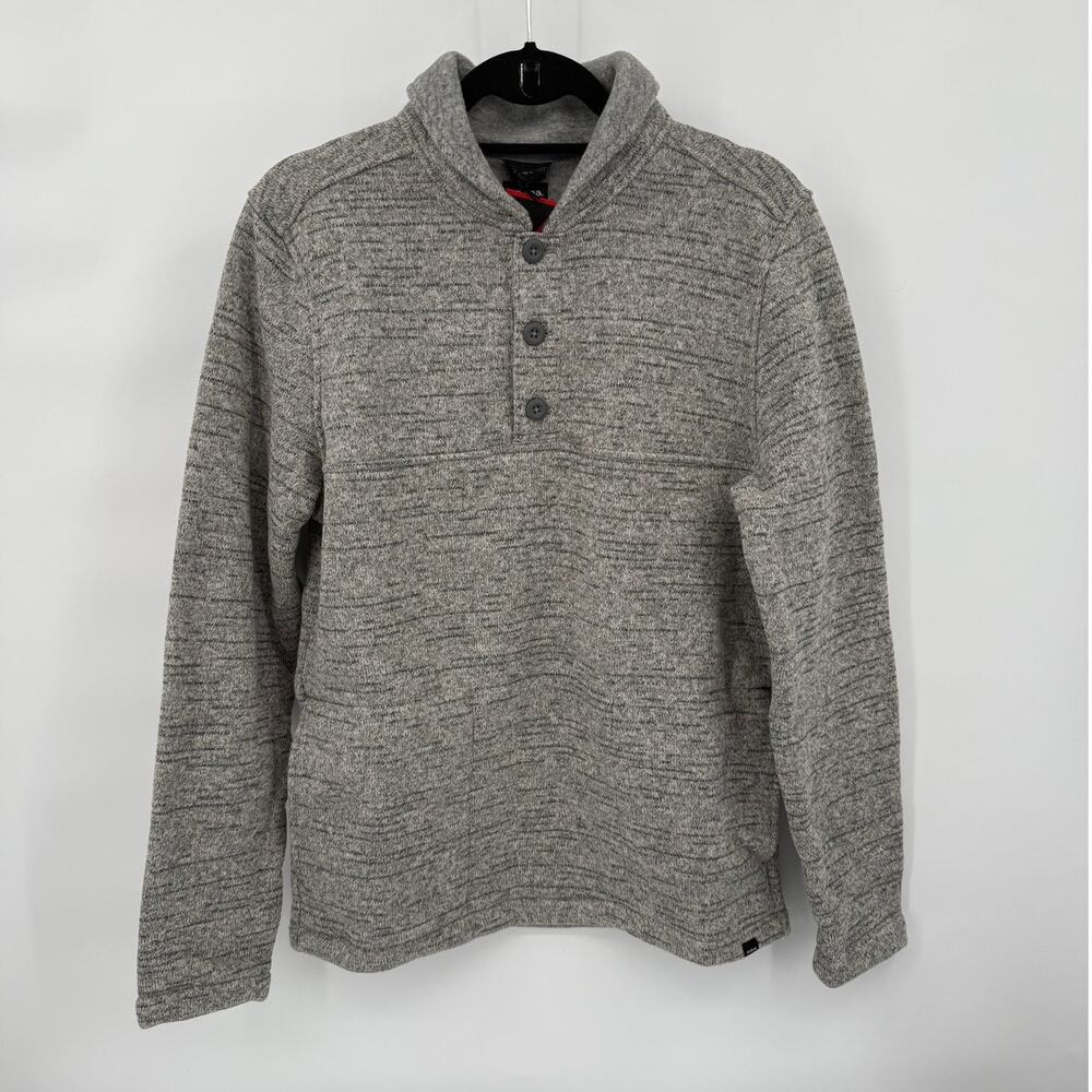 NWT prAna Mens Tri Thermal Threads Henley Top Pockets 3/4 Button Heather Gray